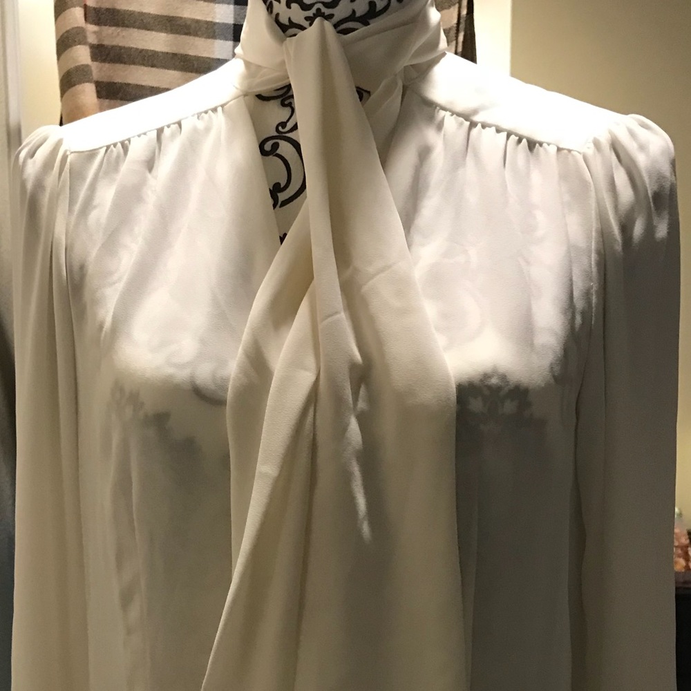 Silk blouse w/ front neck tie